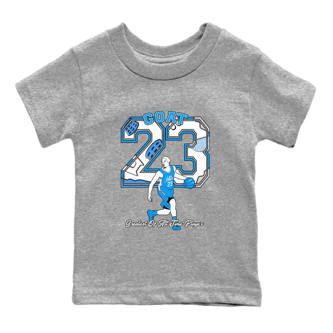 AJ 4 Military Blue shirt to match jordans Goat Player sneaker tees Air Jordan 4 Military Blue SNRT sneaker release tees baby toddler Heather Grey 2 cotton Shirt