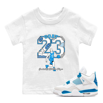 AJ 4 Military Blue shirt to match jordans Goat Player sneaker tees Air Jordan 4 Military Blue SNRT sneaker release tees baby toddler White 1 cotton Shirt