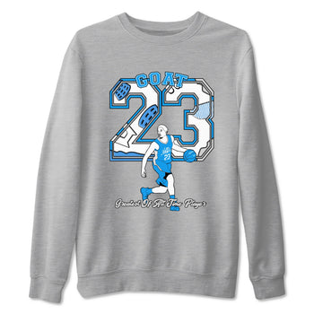 AJ 4 Military Blue shirt to match jordans Goat Player sneaker tees Air Jordan 4 Military Blue SNRT Sneaker Release Tees unisex cotton Heather Grey 2 crew neck shirt