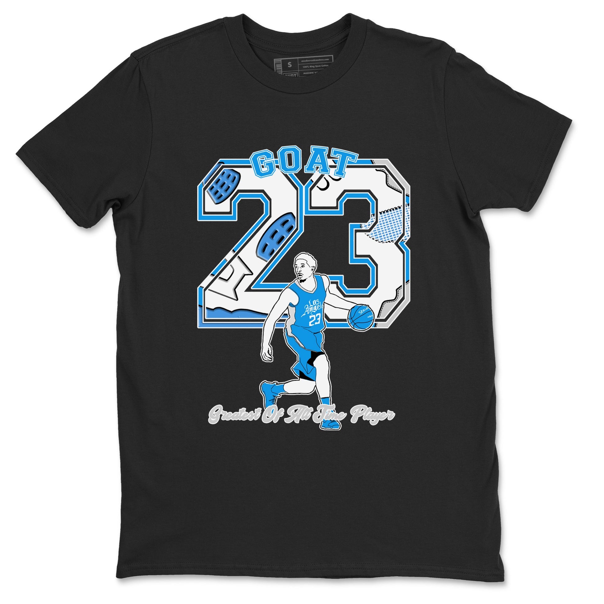 AJ 4 Military Blue shirt to match jordans Goat Player sneaker tees Air Jordan 4 Military Blue SNRT Sneaker Release Tees unisex cotton Black 2 crew neck shirt