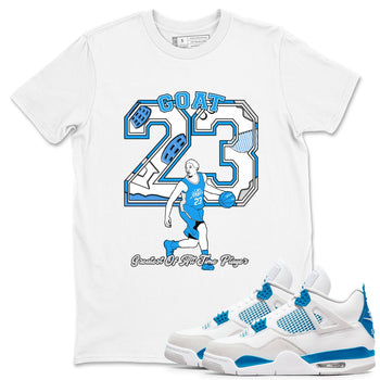 AJ 4 Military Blue shirt to match jordans Goat Player sneaker tees Air Jordan 4 Military Blue SNRT Sneaker Release Tees unisex cotton White 1 crew neck shirt
