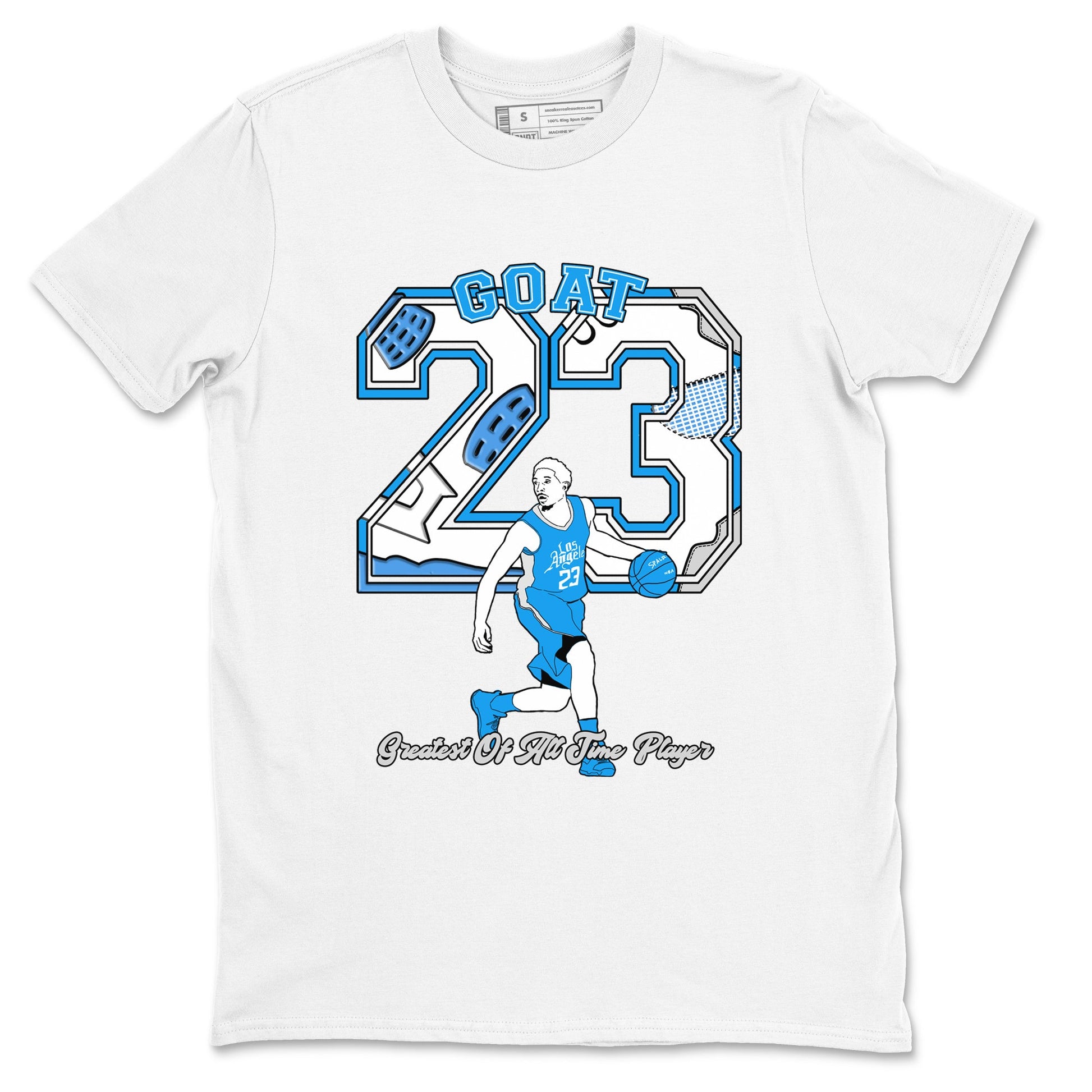 AJ 4 Military Blue shirt to match jordans Goat Player sneaker tees Air Jordan 4 Military Blue SNRT Sneaker Release Tees unisex cotton White 2 crew neck shirt