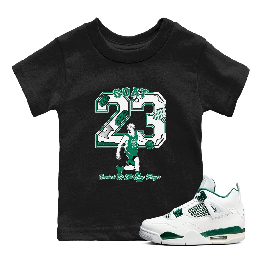 4s Oxidized Green shirts to match jordans Goat Player sneaker match tees Air Jordan 4 Oxidized Green SNRT Sneaker Tees streetwear brand Baby and Youth Black 1 cotton tee