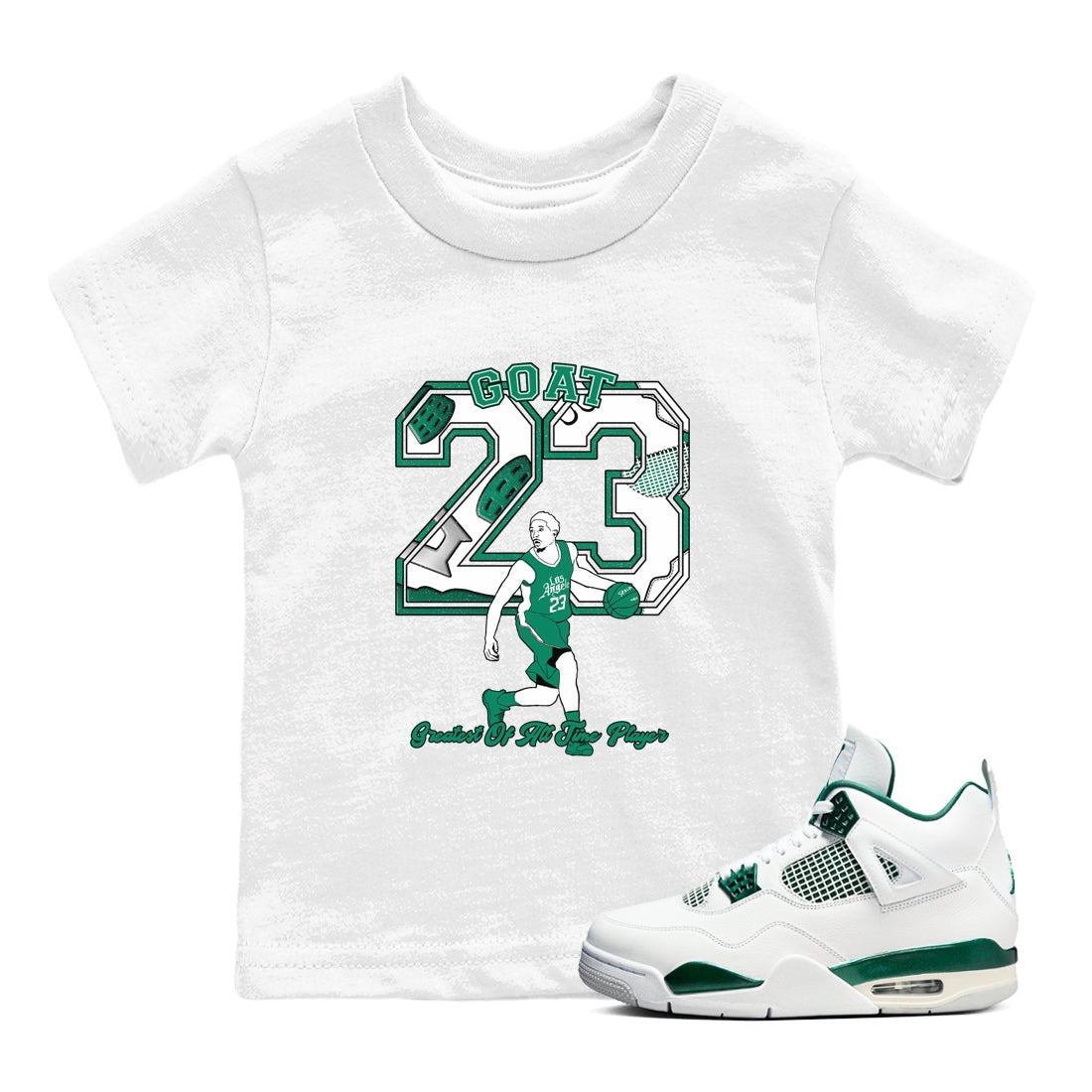 4s Oxidized Green shirts to match jordans Goat Player sneaker match tees Air Jordan 4 Oxidized Green SNRT Sneaker Tees streetwear brand Baby and Youth White 1 cotton tee