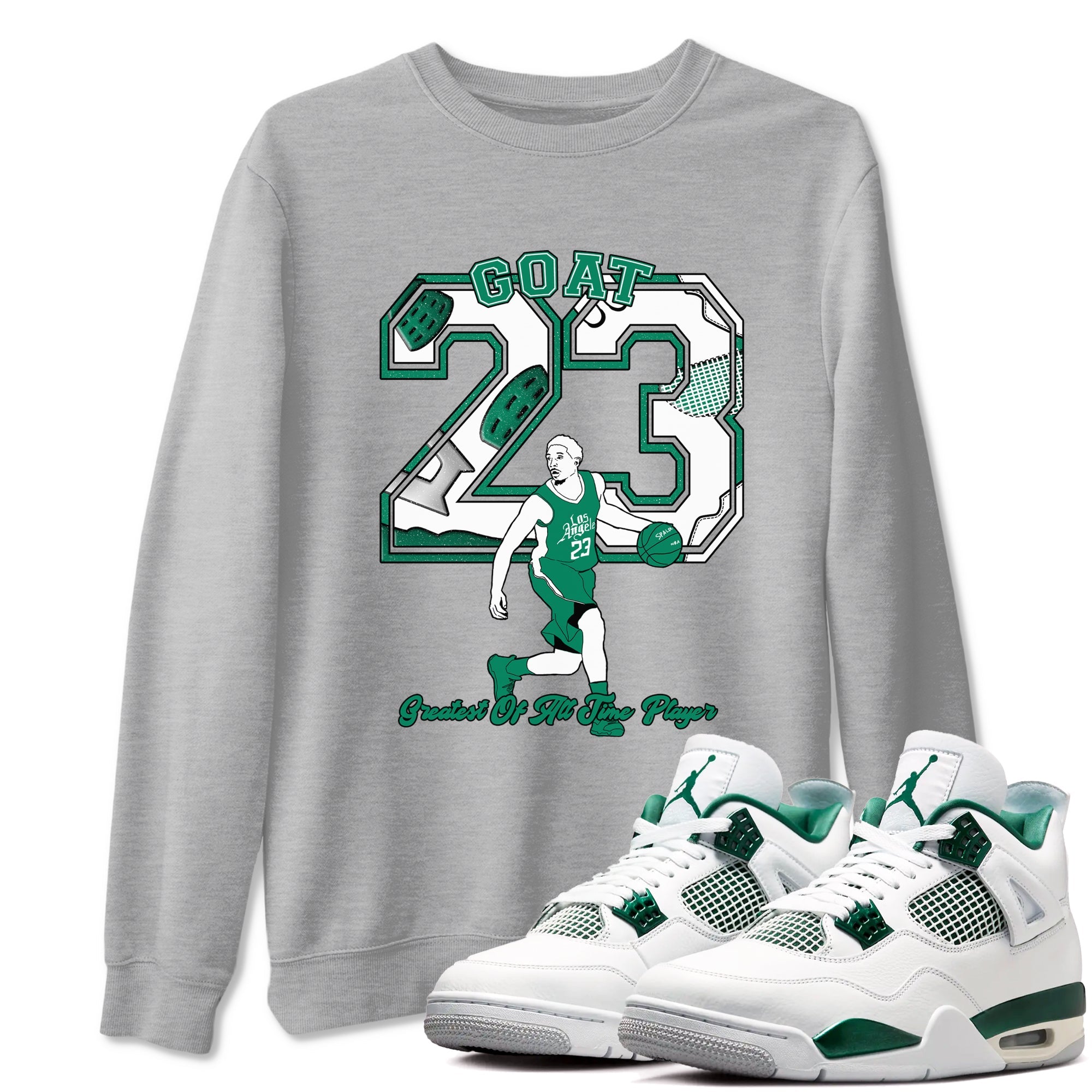 4s Oxidized Green shirts to match jordans Goat Player sneaker match tees Air Jordan 4 Oxidized Green SNRT Sneaker Tees streetwear brand Heather Grey 1 unisex cotton tee
