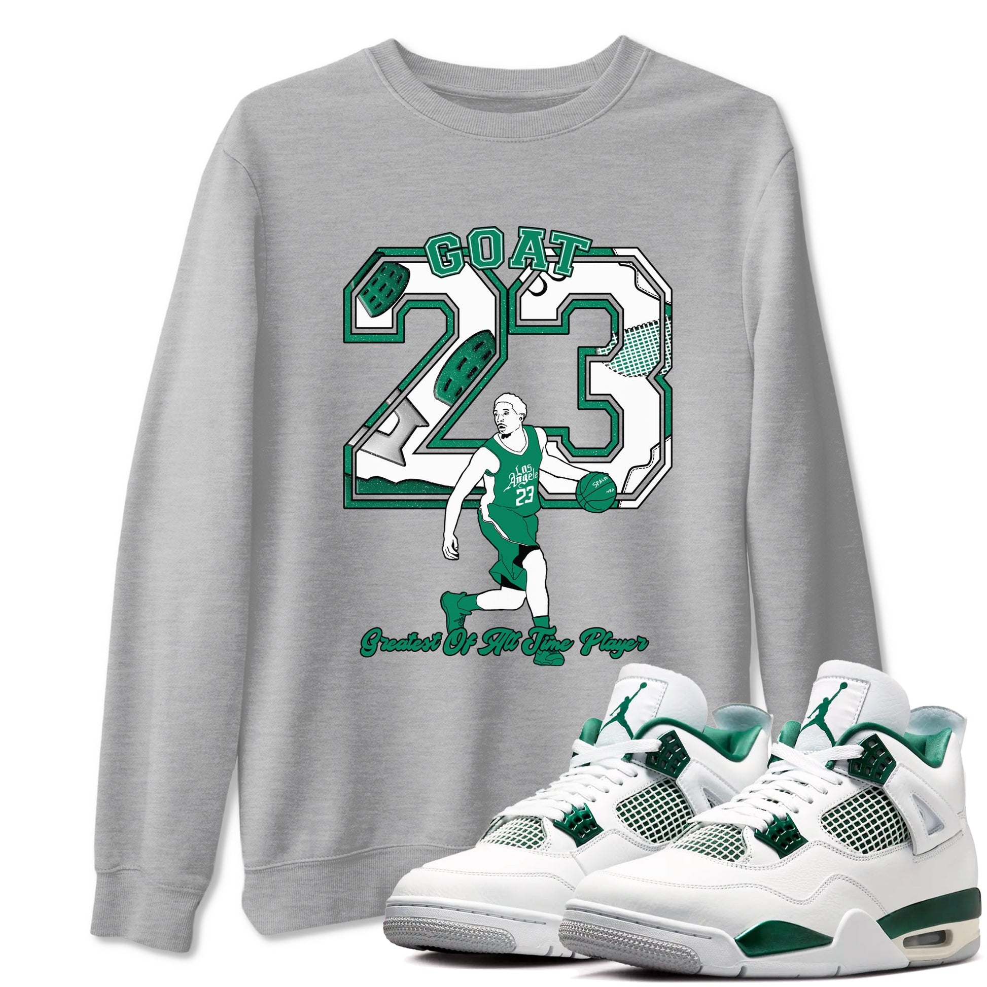 4s Oxidized Green shirts to match jordans Goat Player sneaker match tees Air Jordan 4 Oxidized Green SNRT Sneaker Tees streetwear brand Heather Grey 1 unisex cotton tee