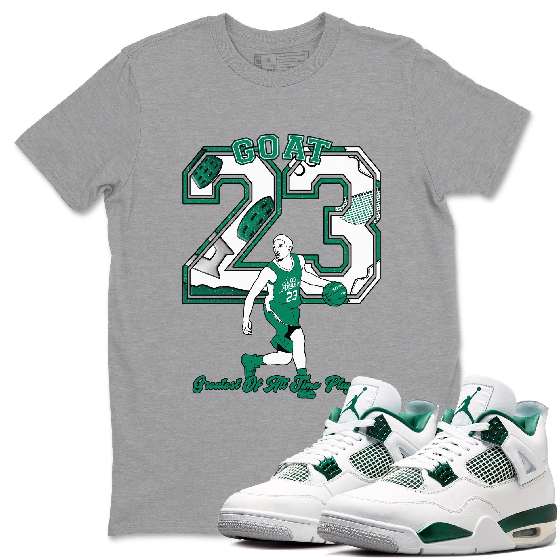 4s Oxidized Green shirts to match jordans Goat Player sneaker match tees Air Jordan 4 Oxidized Green SNRT Sneaker Tees streetwear brand Heather Grey 1 unisex cotton tee