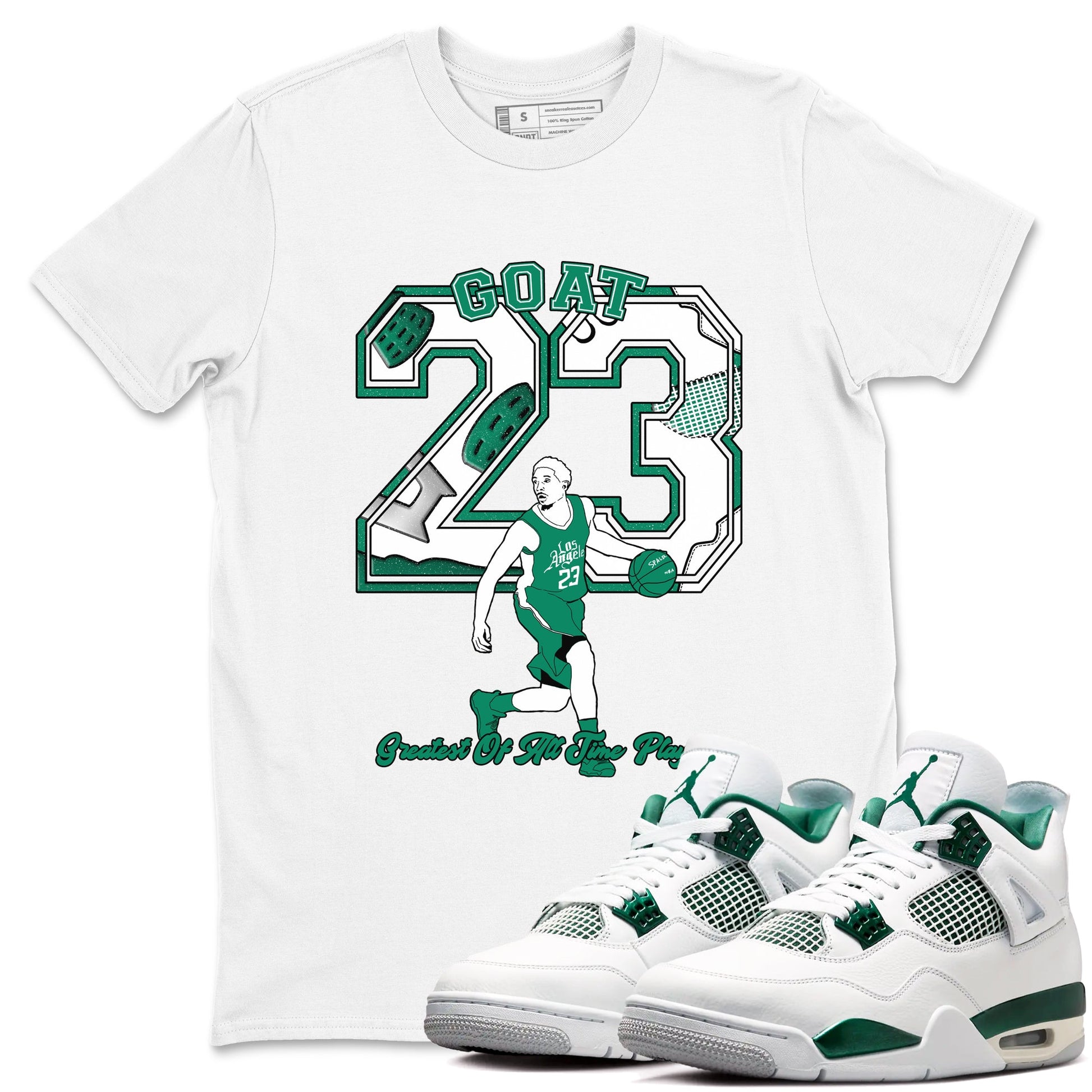 4s Oxidized Green shirts to match jordans Goat Player sneaker match tees Air Jordan 4 Oxidized Green SNRT Sneaker Tees streetwear brand White 1 unisex cotton tee