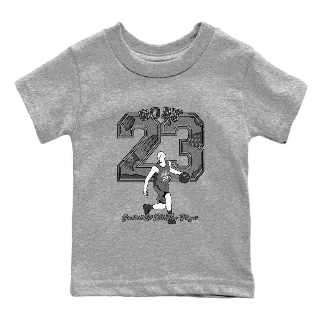 4s Wet Cement shirts to match jordans Goat Player sneaker match tees Air Jordan 4 Wet Cement SNRT Sneaker Release Tees Youth Baby Heather Grey 2 crew neck shirts