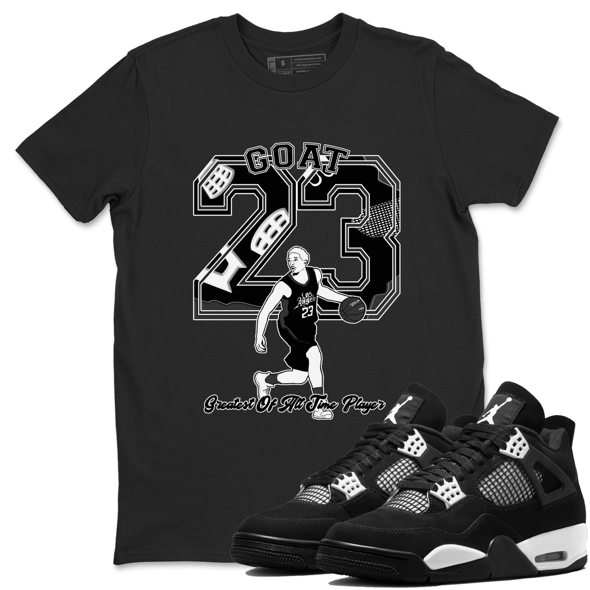 4s White Thunder shirts to match jordans Goat Player sneaker match tees Air Jordan 4 White Thunder SNRT Sneaker Tees streetwear brand Black 1 unisex cotton tee