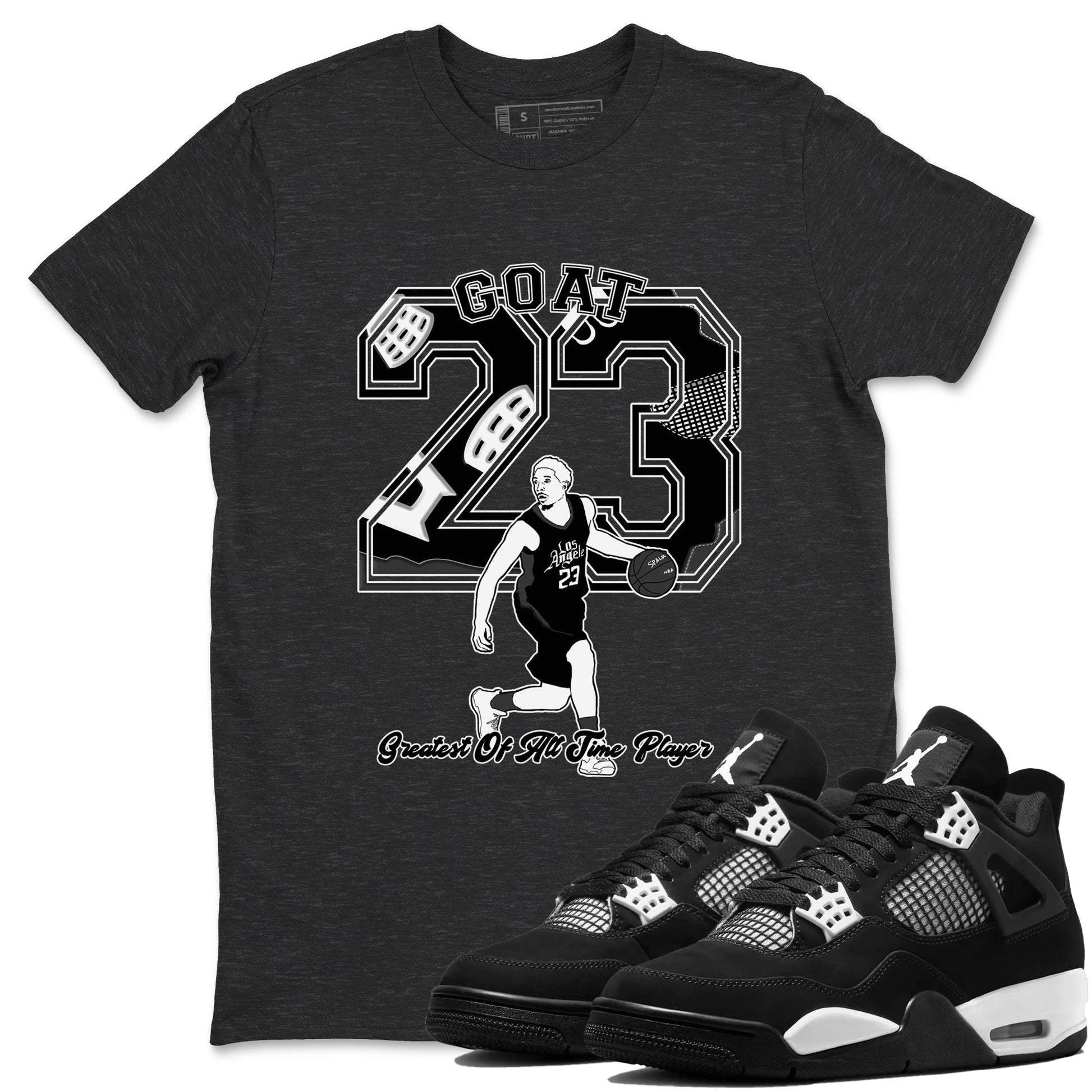 4s White Thunder shirts to match jordans Goat Player sneaker match tees Air Jordan 4 White Thunder SNRT Sneaker Tees streetwear brand Charcoal Heather 1 unisex cotton tee