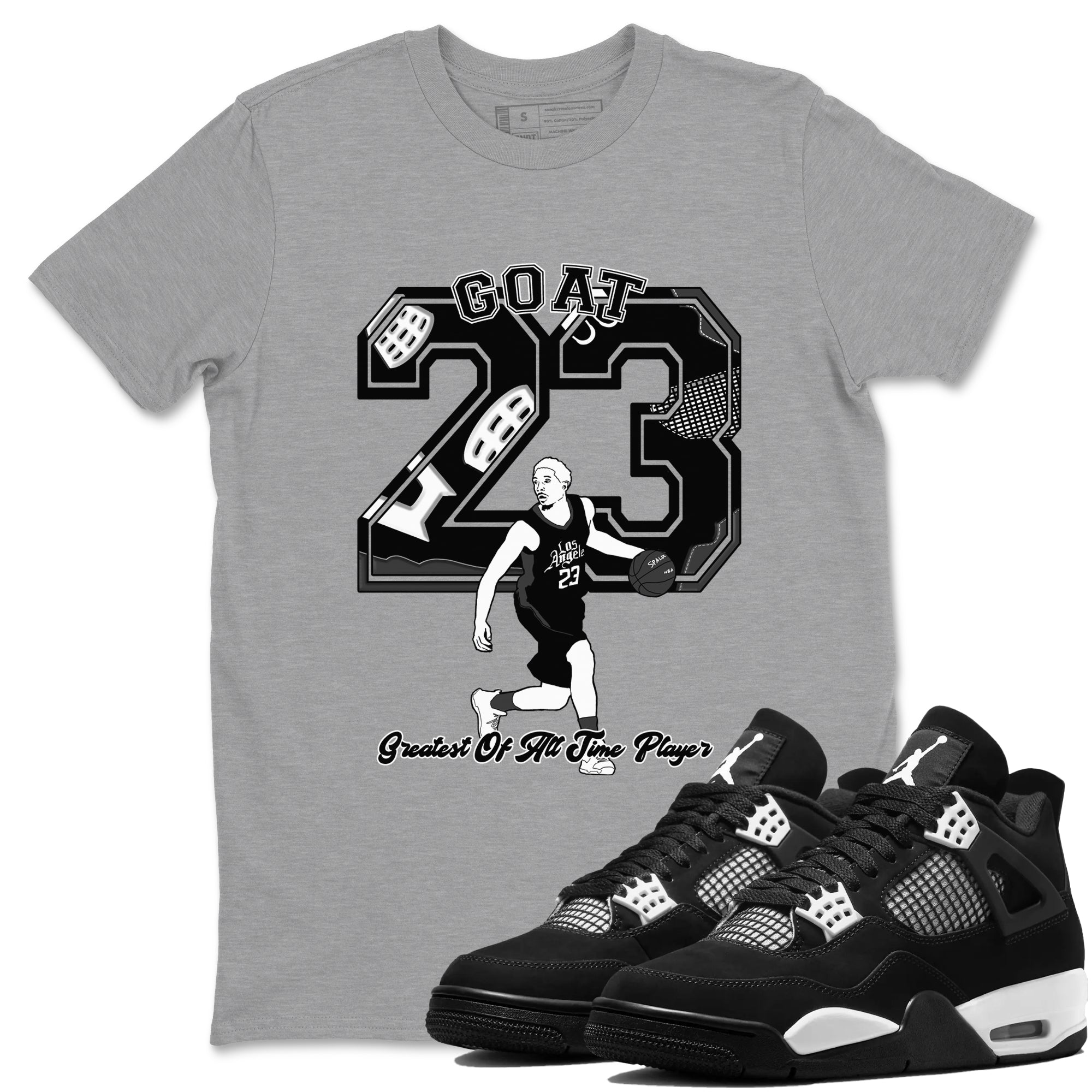 4s White Thunder shirts to match jordans Goat Player sneaker match tees Air Jordan 4 White Thunder SNRT Sneaker Tees streetwear brand Heather Grey 1 unisex cotton tee
