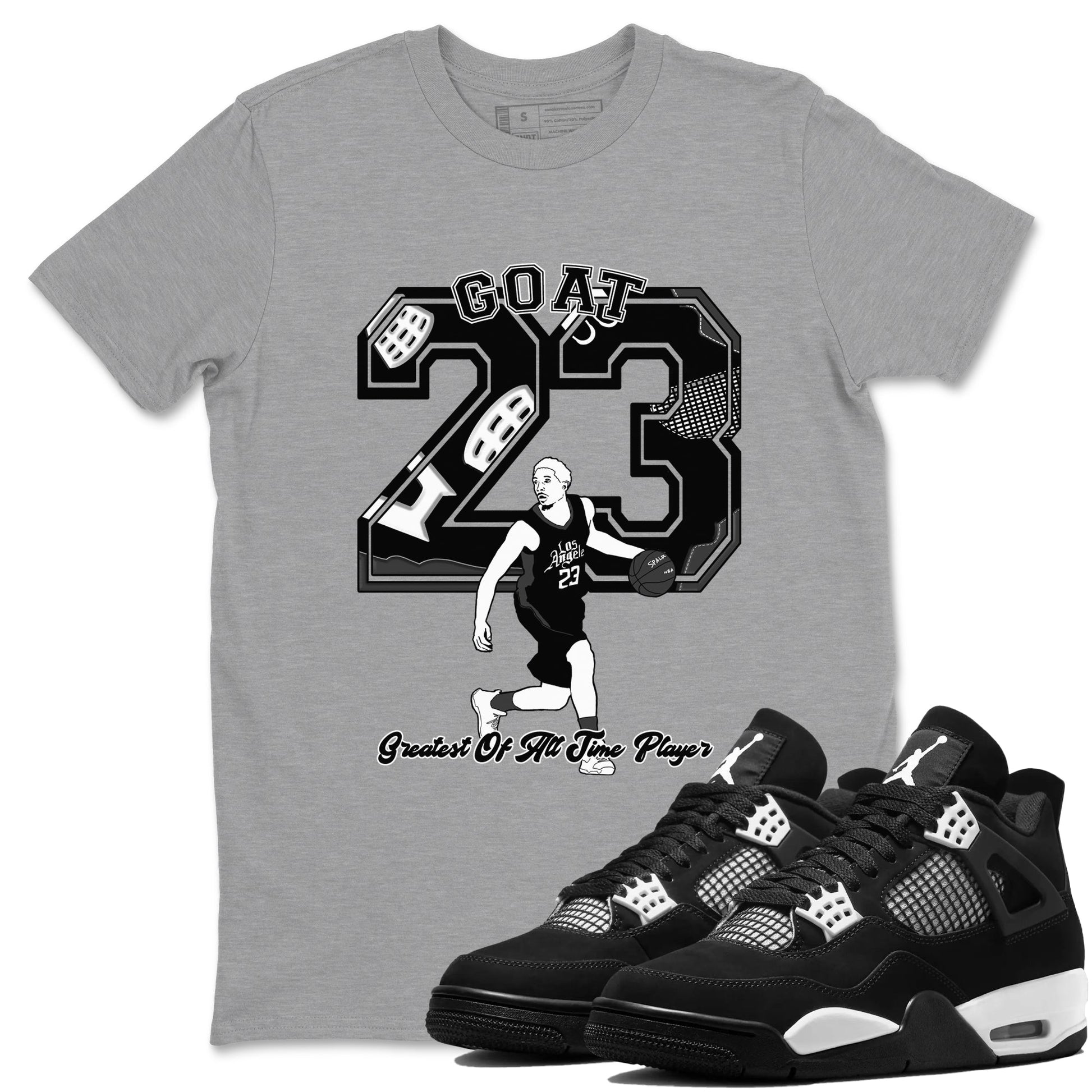 4s White Thunder shirts to match jordans Goat Player sneaker match tees Air Jordan 4 White Thunder SNRT Sneaker Tees streetwear brand Heather Grey 1 unisex cotton tee