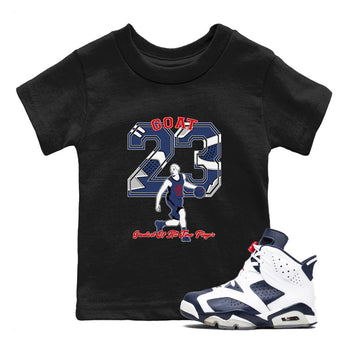 AJ6 White And Midnight Navy shirt to match jordans Goat Player sneaker tees Air Jordan 6 Olympic SNRT sneaker release tees baby toddler Black 1 cotton Shirt