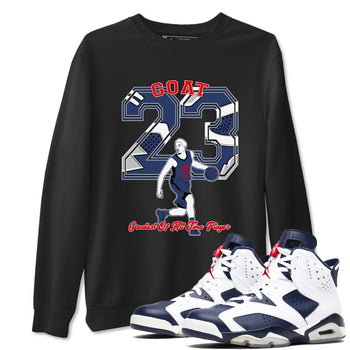 AJ6 White And Midnight Navy shirt to match jordans Goat Player sneaker tees Air Jordan 6 Olympic SNRT Sneaker Release Tees unisex cotton Black 1 crew neck shirt