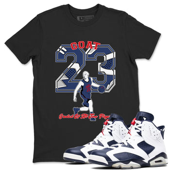 AJ6 White And Midnight Navy shirt to match jordans Goat Player sneaker tees Air Jordan 6 Olympic SNRT Sneaker Release Tees unisex cotton Black 1 crew neck shirt