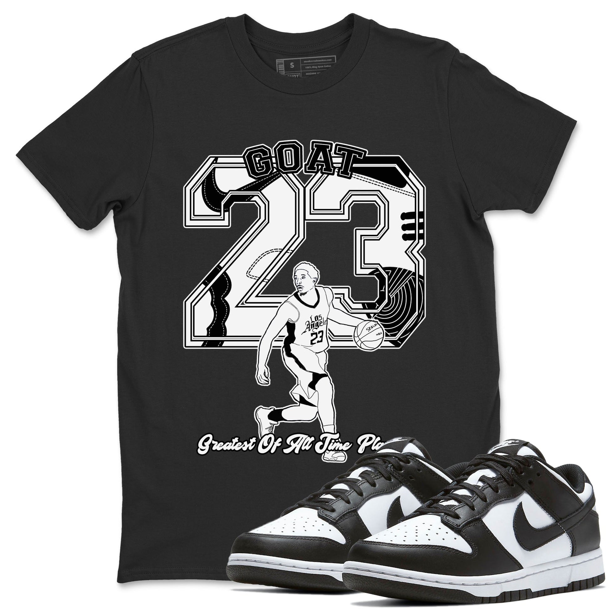 Dunk Black White shirts to match jordans Goat Player sneaker match tees Dunk Panda SNRT Sneaker Release Tees unisex cotton Black 1 crew neck shirts