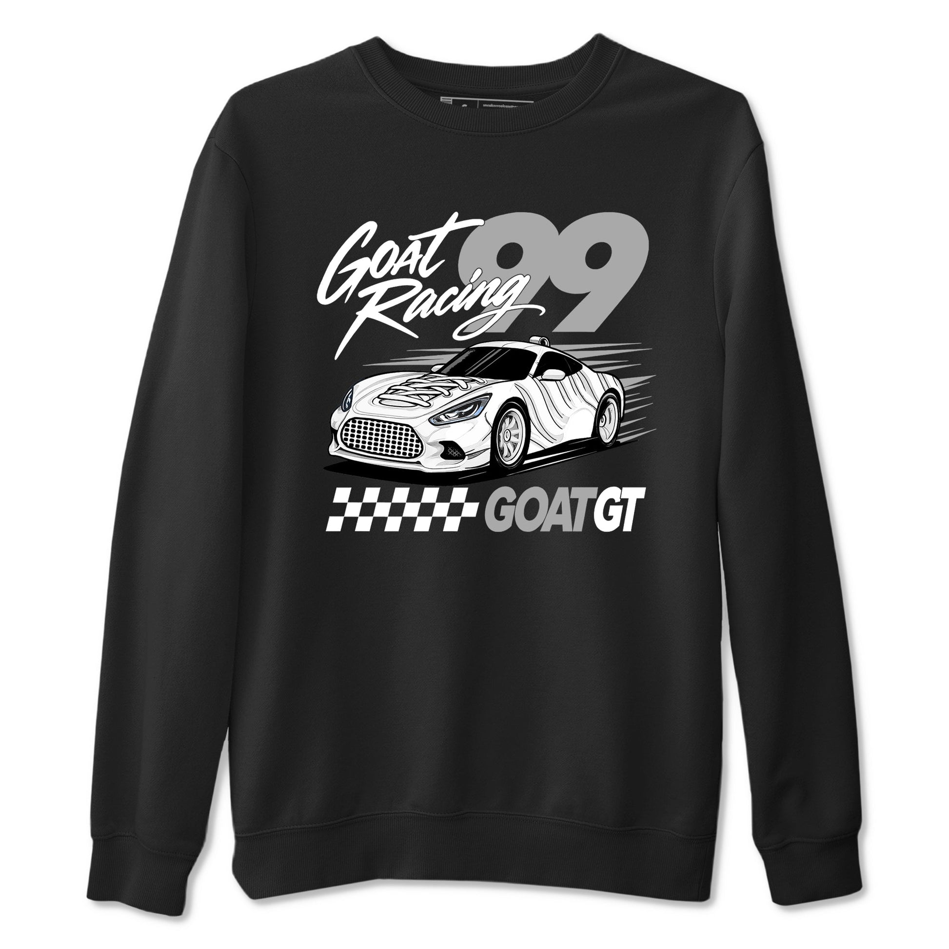 Goat Racing sneaker match t-shirt styled to complete your fit with the Air Foamposite One Triple White sneakers, graphic shirts in Black 2.