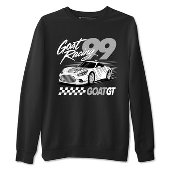 Goat Racing sneaker match t-shirt styled to complete your fit with the Air Foamposite One Triple White sneakers, graphic shirts in Black 2.