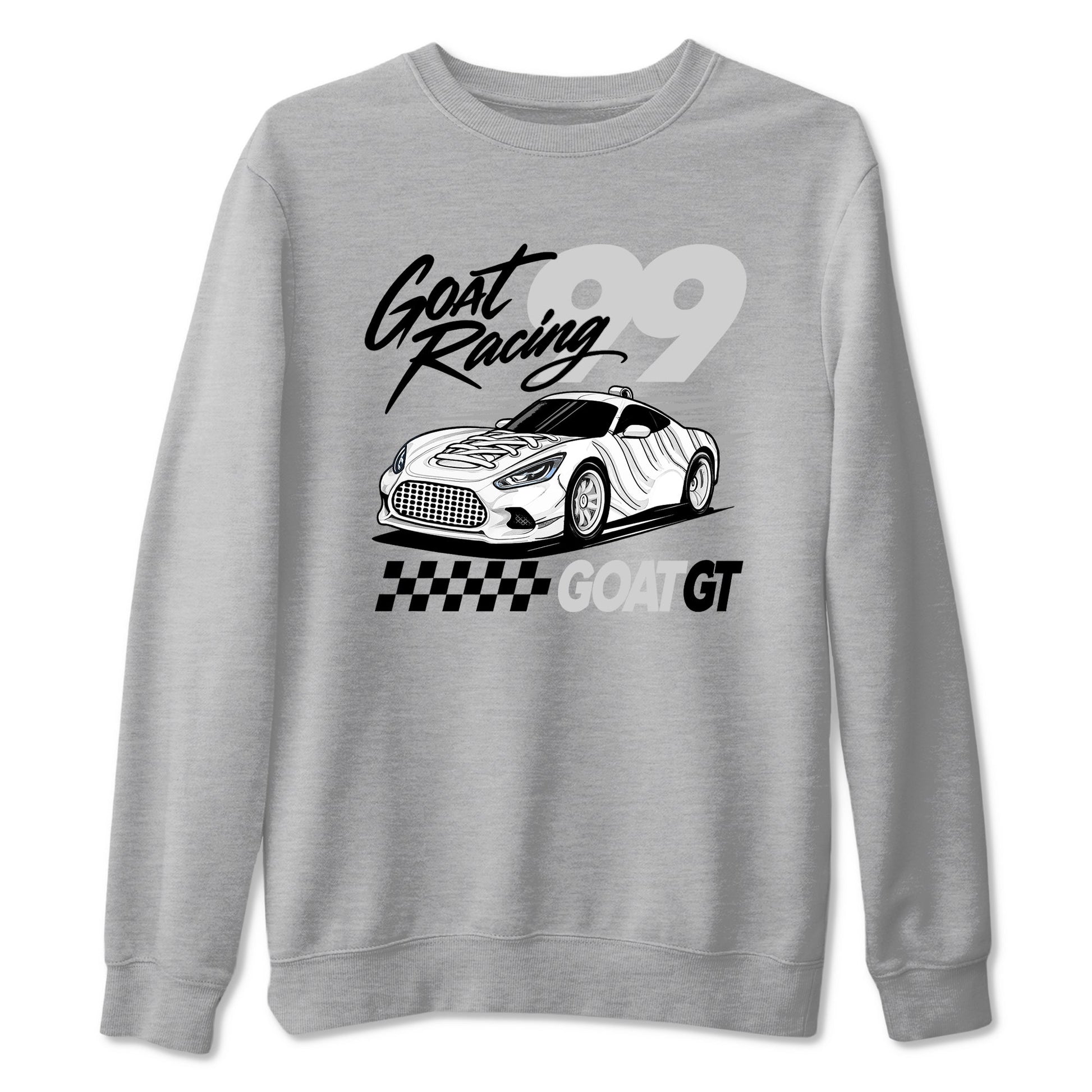 Goat Racing sneaker match t-shirt styled to complete your fit with the Air Foamposite One Triple White sneakers, graphic shirts in Heather Grey 2.