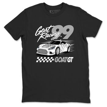 Goat Racing sneaker match t-shirt styled to complete your fit with the Air Foamposite One Triple White sneakers, graphic shirts in Black 2.