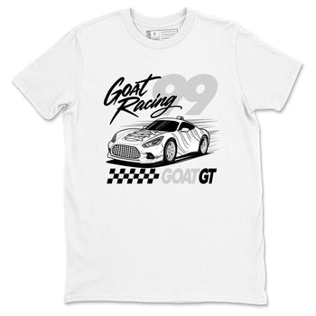 Goat Racing sneaker match t-shirt styled to complete your fit with the Air Foamposite One Triple White sneakers, graphic shirts in White 2.