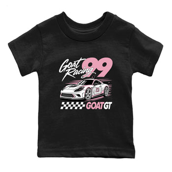 Goat Racing baby and kids t-shirt crafted for little sneakerheads to shine with the Air Jordan 5 35th Anniversary sneakers, displayed in Black 2.