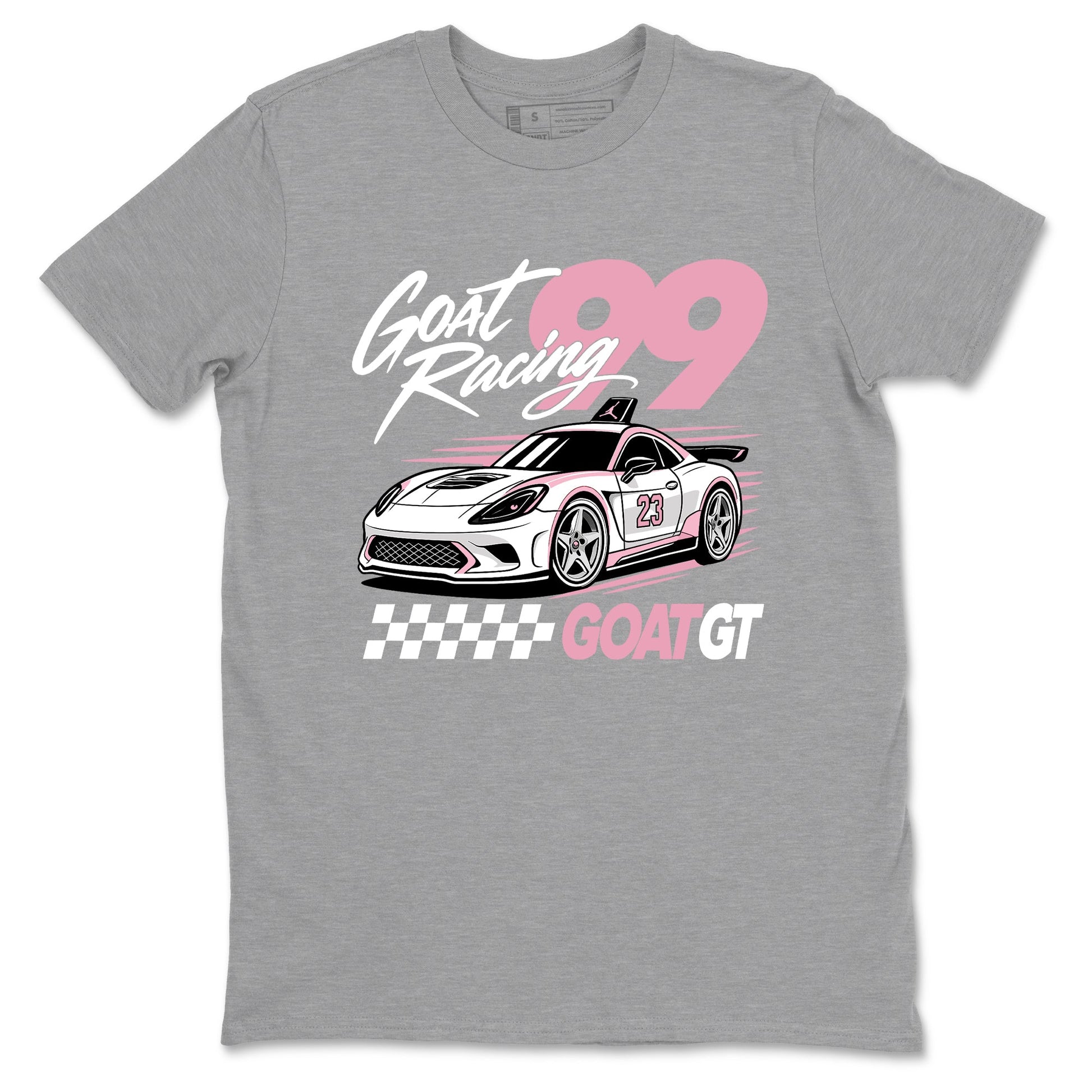 Goat Racing shirts to match jordans, dunks styled to complete your fit with the Air Jordan 5 35th Anniversary sneakers, shown in Heather Grey 2.