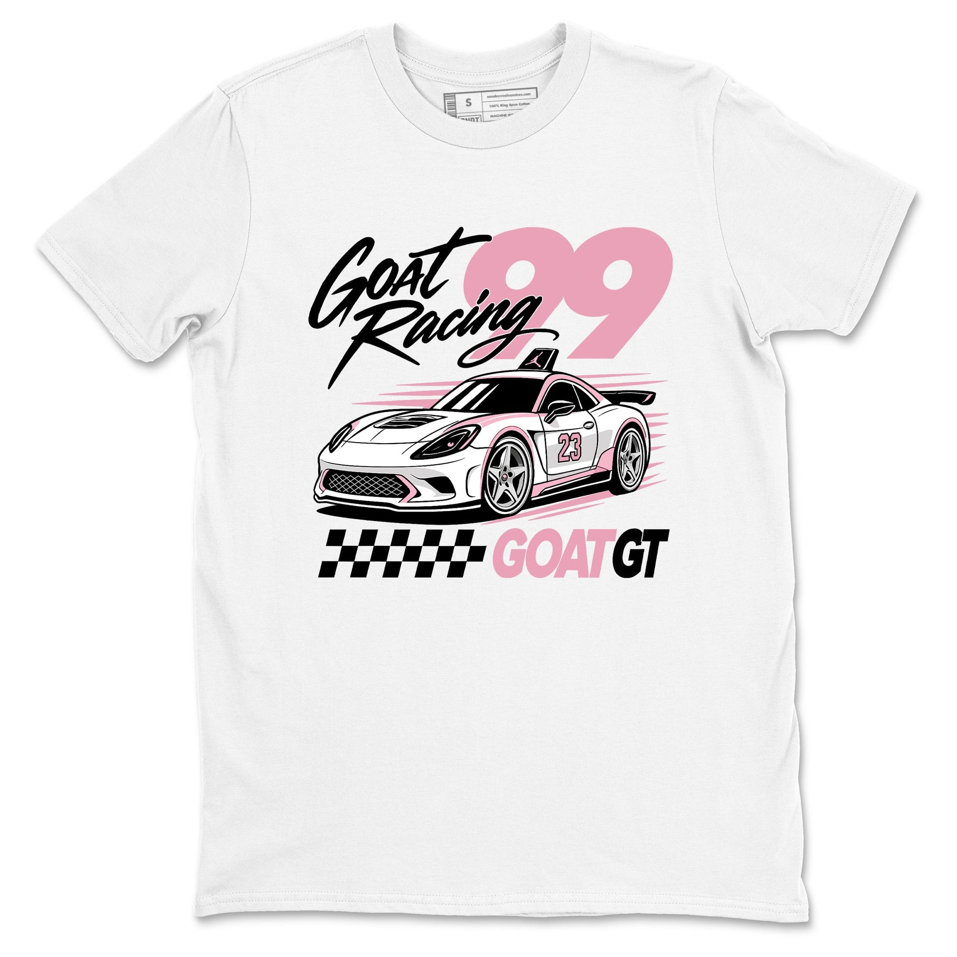 Goat Racing shirts to match jordans, dunks styled to complete your fit with the Air Jordan 5 35th Anniversary sneakers, shown in White 2.