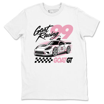 Goat Racing shirts to match jordans, dunks styled to complete your fit with the Air Jordan 5 35th Anniversary sneakers, shown in White 2.