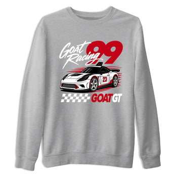 Goat Racing shirts to match jordans, dunks styled to complete your fit with the Air Jordan 5 Fire Red sneakers, shown in Heather Grey 2.