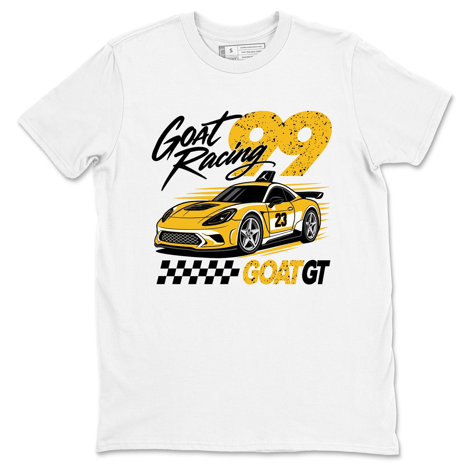 Goat Racing shirts to match jordans, dunks styled to complete your fit with the Air Jordan 5 Tokyo sneakers, shown in White 2.