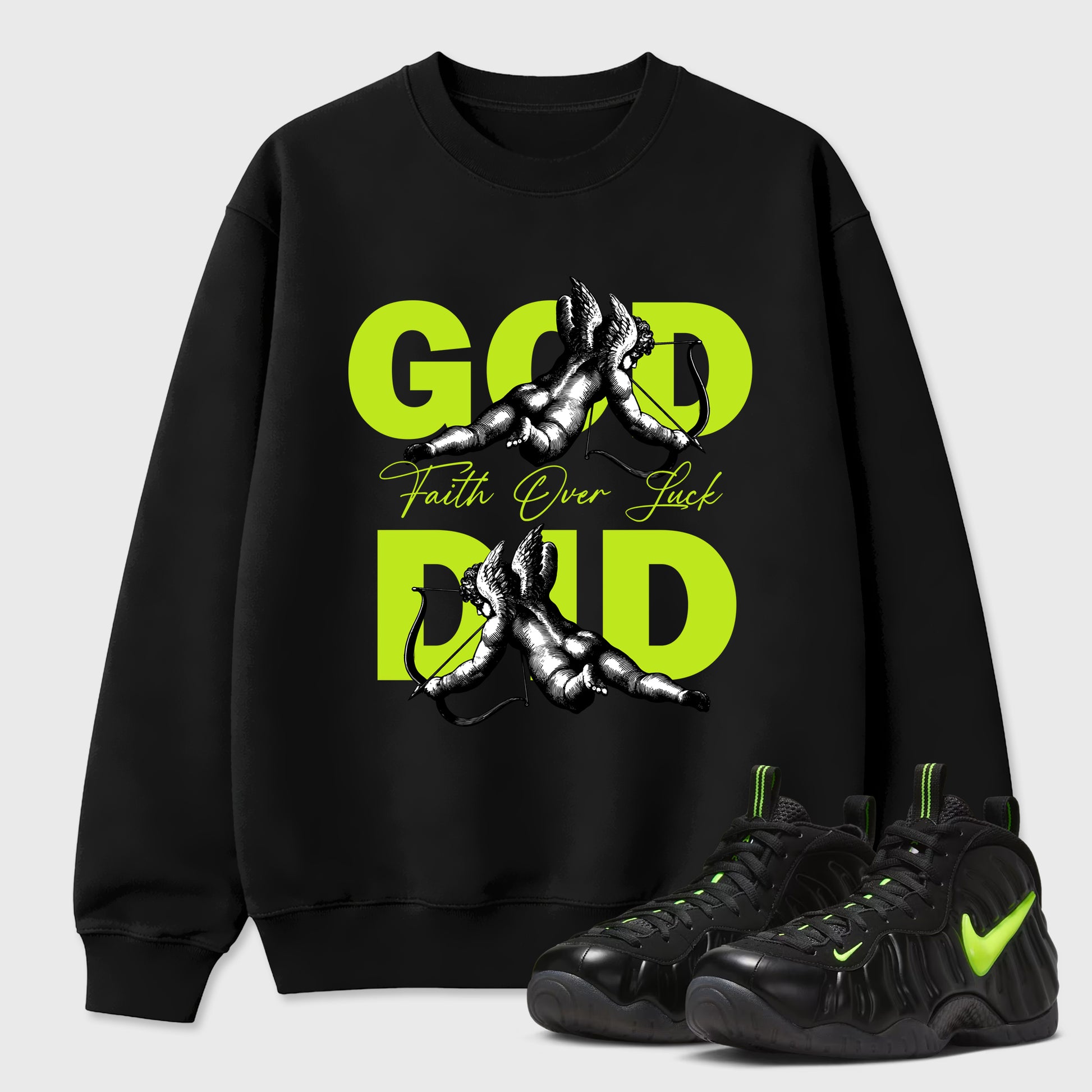 Sneaker match tees – Sneaker Tees To Match Air Foamposite Pro Black Shoes – God Did Tee Black 1