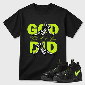 Sneaker match tees – Sneaker Tees To Match Air Foamposite Pro Black Shoes – God Did Tee Black 1