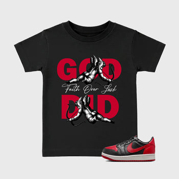 Sneaker match tees – Sneaker Tees To Match Air Jordan 1 Banned Shoes – God Did Kids T-Shirt Black 1