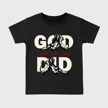 Sneaker match tees – Sneaker Tees To Match Air Jordan 1 Flight Club Shoes – God Did Kids T-Shirt Black 2