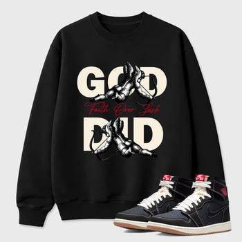 Sneaker match tees – Sneaker Tees To Match Air Jordan 1 Flight Club Shoes – God Did Tee Black 1