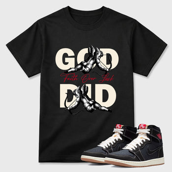 Sneaker match tees – Sneaker Tees To Match Air Jordan 1 Flight Club Shoes – God Did Tee Black 1