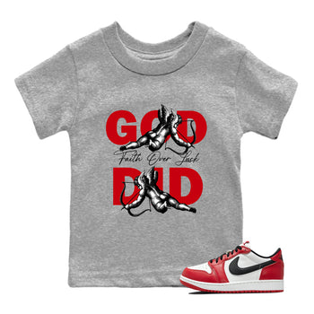 Best Sneakerfit graphic tee – Sneaker Tees To Match Air Jordan 1 Low Chicago Sneakers – God Did Kids T-Shirt Heather Grey 1