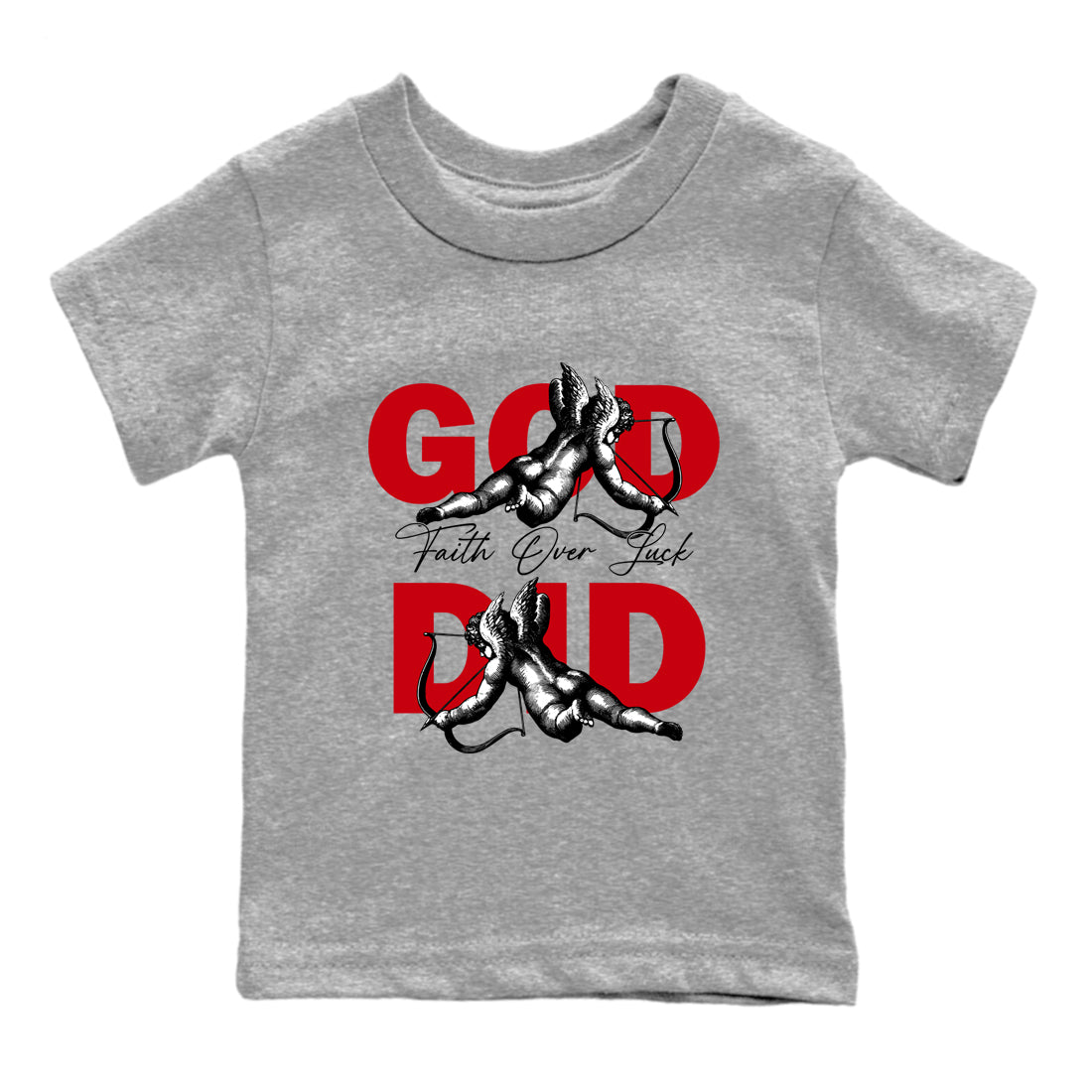 Best Sneakerfit graphic tee – Sneaker Tees To Match Air Jordan 1 Low Chicago Sneakers – God Did Kids T-Shirt Heather Grey 2