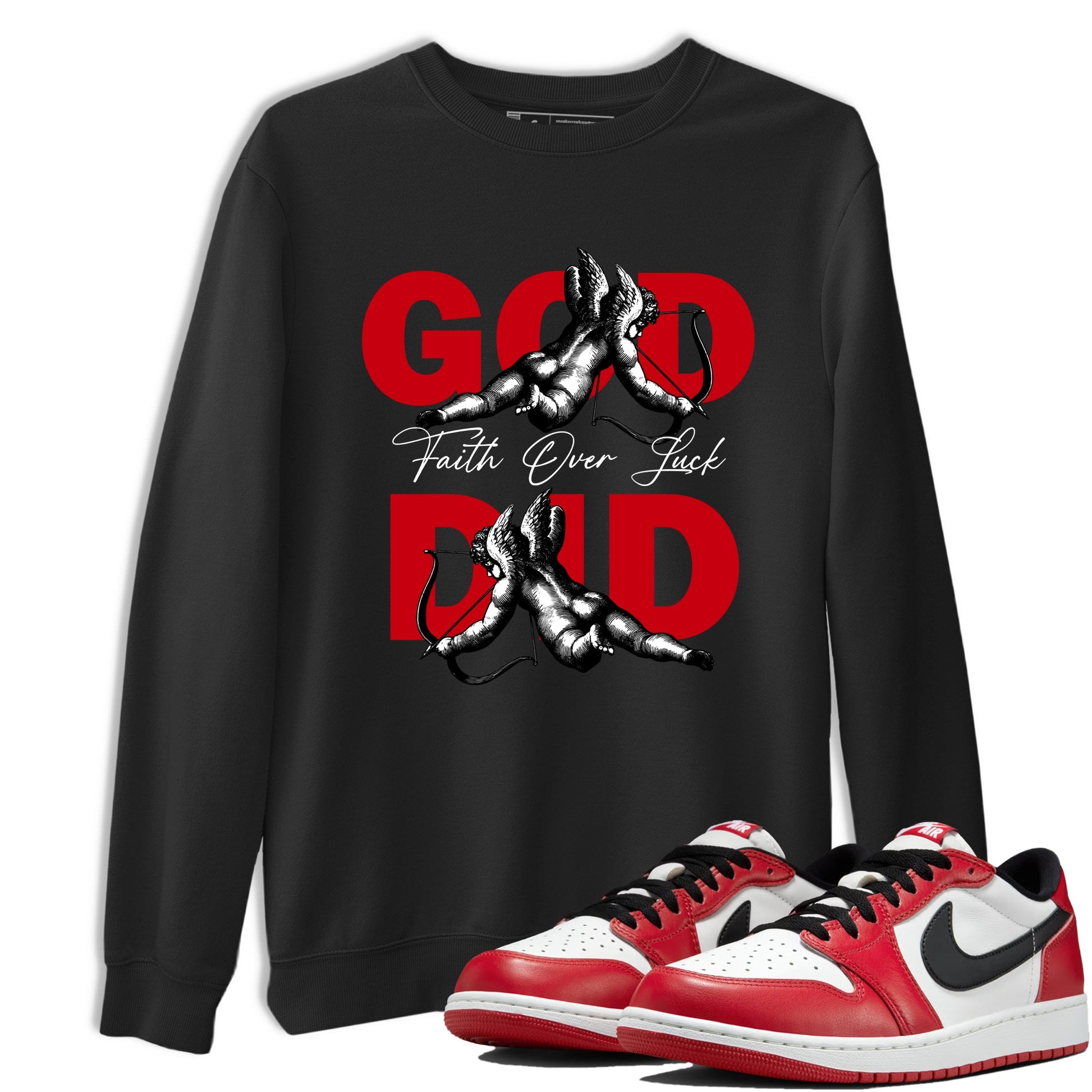 Best Sneakerfit graphic tee – Sneaker Tees To Match Air Jordan 1 Low Chicago Sneakers – God Did Tee Black 1
