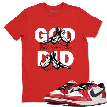 Best Sneakerfit graphic tee – Sneaker Tees To Match Air Jordan 1 Low Chicago Sneakers – God Did Tee Red 1