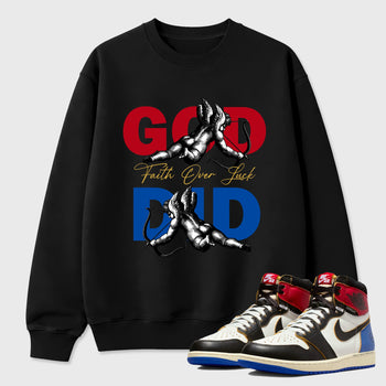 Sneaker match tees – Sneaker Tees To Match Air Jordan 1 Union x Fragment Shoes – God Did Tee Black 1
