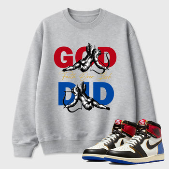 Sneaker match tees – Sneaker Tees To Match Air Jordan 1 Union x Fragment Shoes – God Did Tee Heather Grey 1