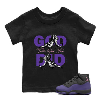 Sneaker Threads – Sneaker Tees To Match Air Jordan 11 Canyon Purple – God Did Youth Graphic Tee Black 1. Perfect for Jordan releases 2025 colorways.