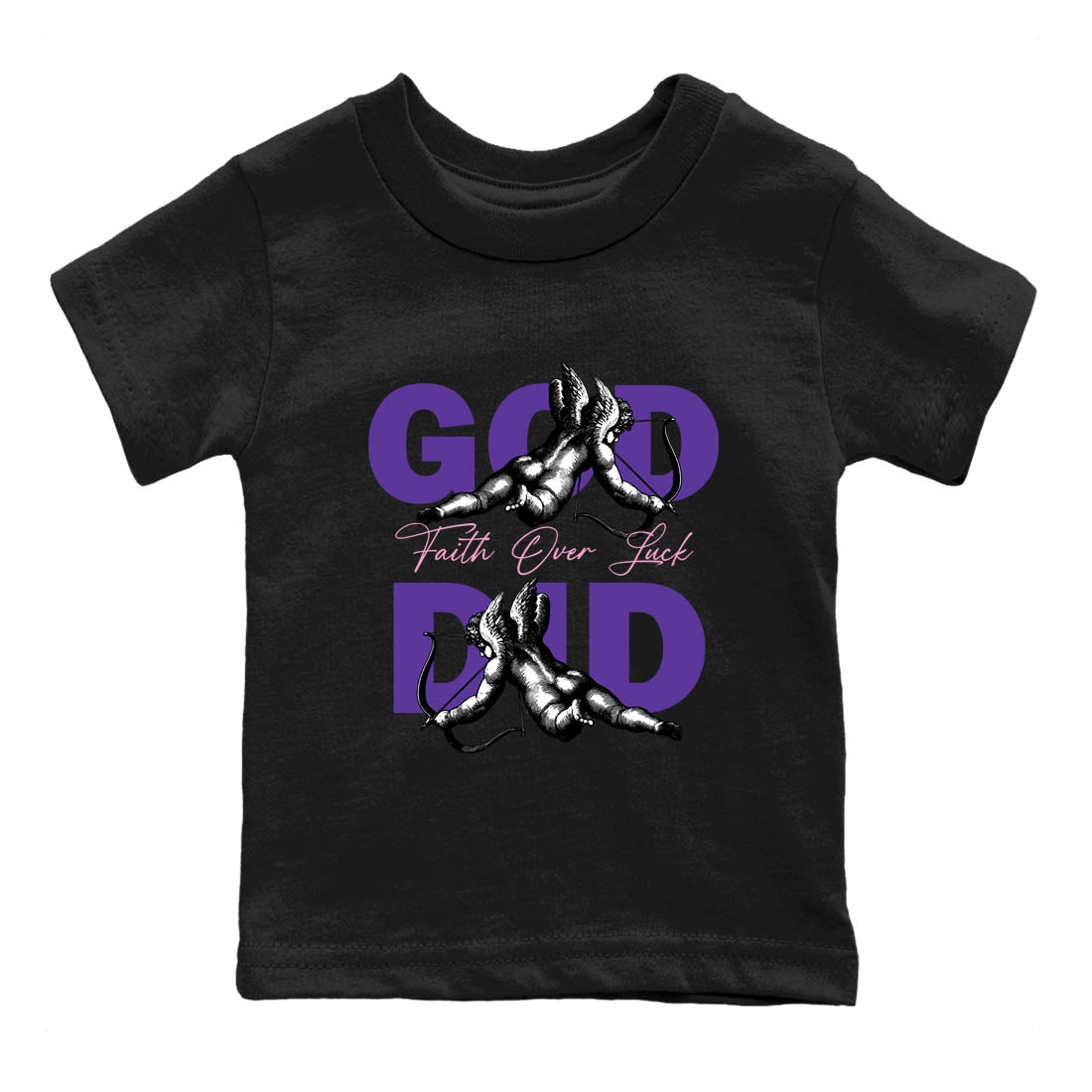 Sneaker Threads – Sneaker Tees To Match Air Jordan 11 Canyon Purple – God Did Youth Graphic Tee Black 2. Perfect for Jordan releases 2025 colorways.