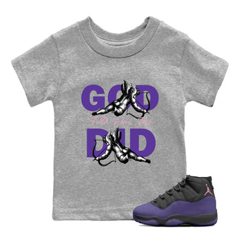 Sneaker Threads – Sneaker Tees To Match Air Jordan 11 Canyon Purple – God Did Youth Graphic Tee Heather Grey 1. Perfect for Jordan releases 2025 colorways.