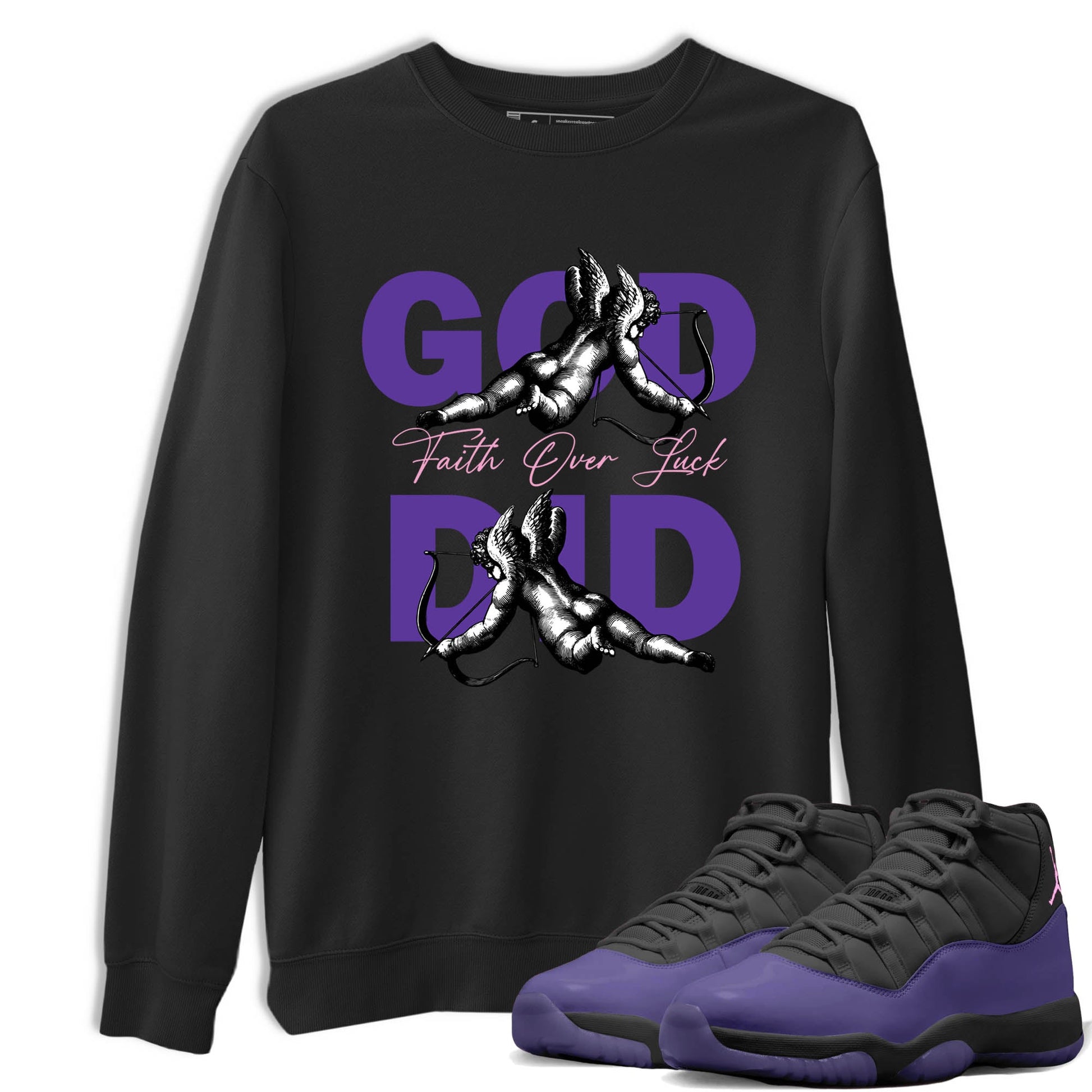 Sneaker Threads – Sneaker Tees To Match Air Jordan 11 Canyon Purple – God Did Graphic Tee Black 1. Perfect for Jordan releases 2025 colorways.
