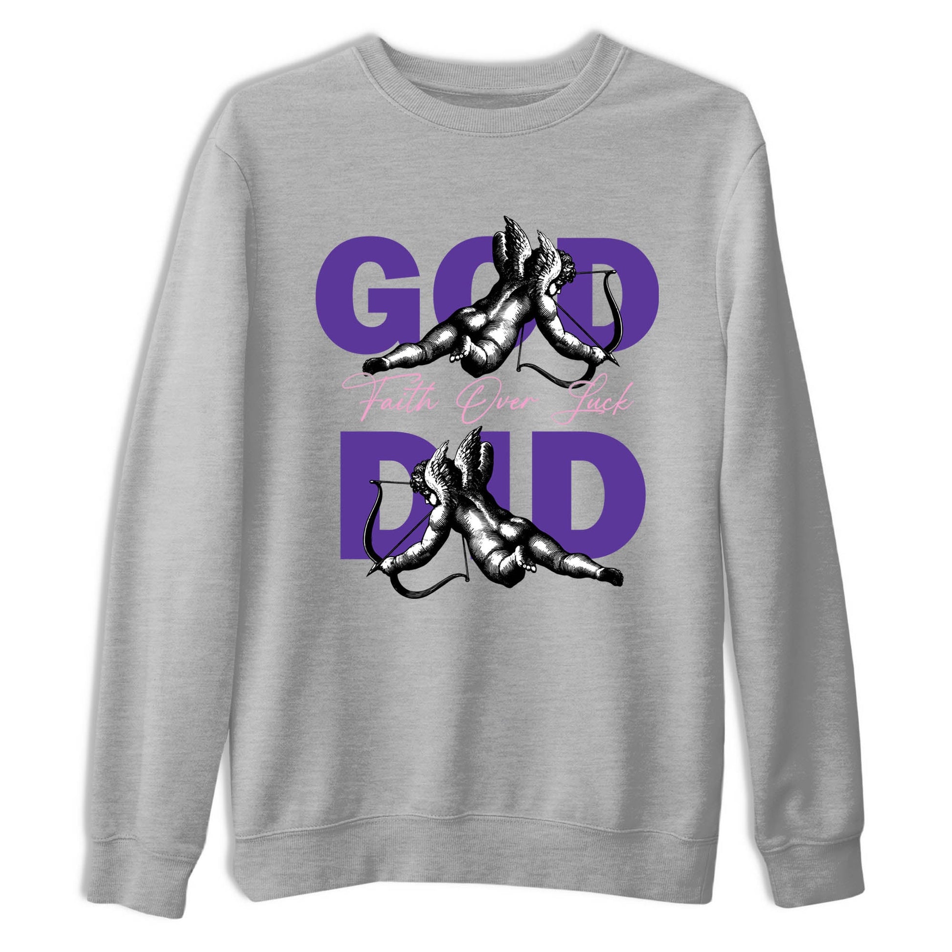 Sneaker Threads – Sneaker Tees To Match Air Jordan 11 Canyon Purple – God Did Graphic Tee Heather Grey 2. Perfect for Jordan releases 2025 colorways.