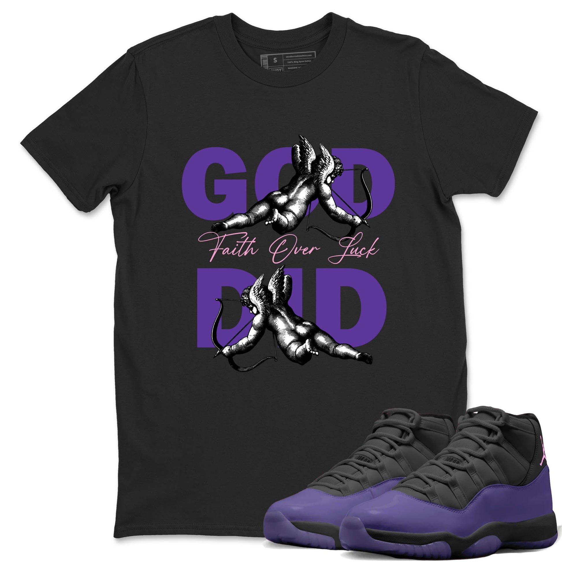 Sneaker Threads – Sneaker Tees To Match Air Jordan 11 Canyon Purple – God Did Graphic Tee Black 1. Perfect for Jordan releases 2025 colorways.